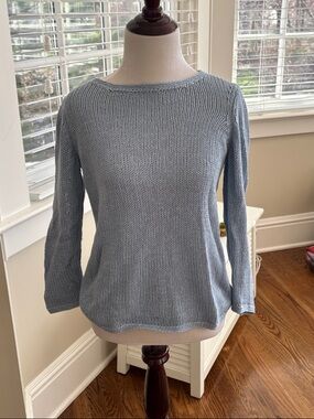 J. McLaughlin Pale Blue Crewneck Pullover Sweater